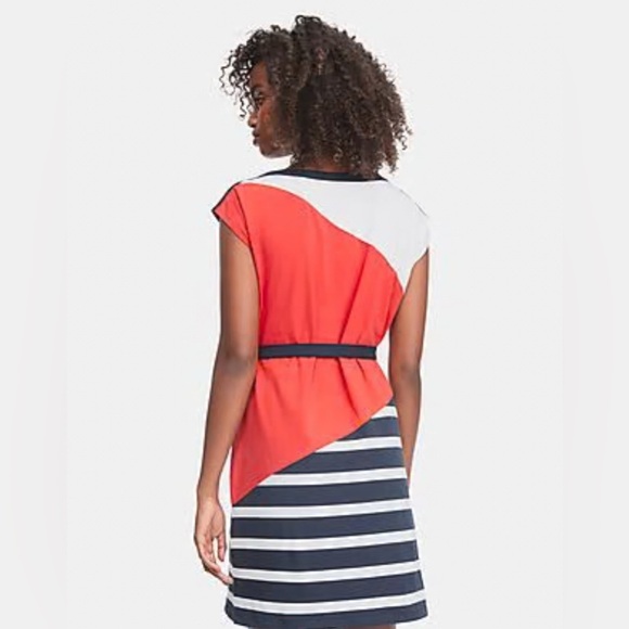 Tommy Hilfiger Red and Navy Striped Midi Dress - Picture 2 of 4